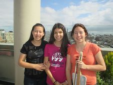 Recycled Orchestra of Cateura members Noelia Ríos, Azucena Azcona, Ada Ríos